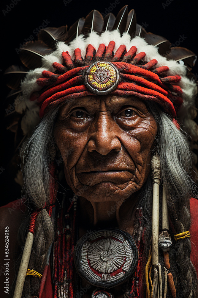 Portrait of an indigenous man who is a chief and elder. 