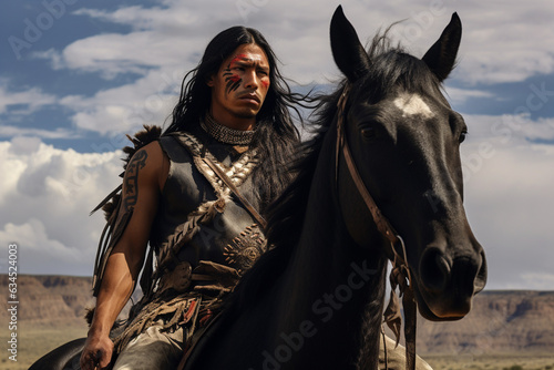 American indian warrior on the prairies of North America.  © Jeff Whyte