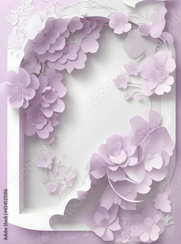 cherry blossom decoration wedding invitation background in paper cut style