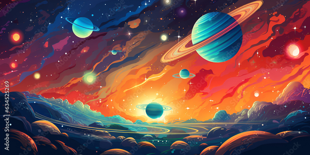 Space background with colorful planet - obrazy, fototapety, plakaty 
