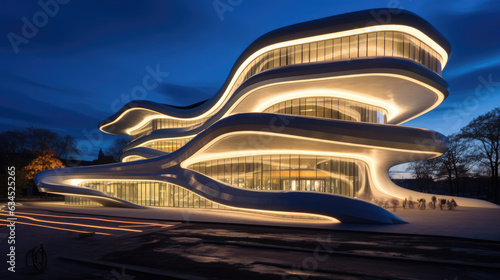 Futuristic Wavy Architecture Building 