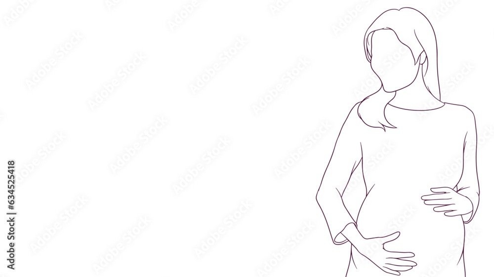 pregnant mom delicately cupping her belly, hand drawn style vector illustration. pregnant mom delicately cupping her belly, hand drawn style vector illustration.