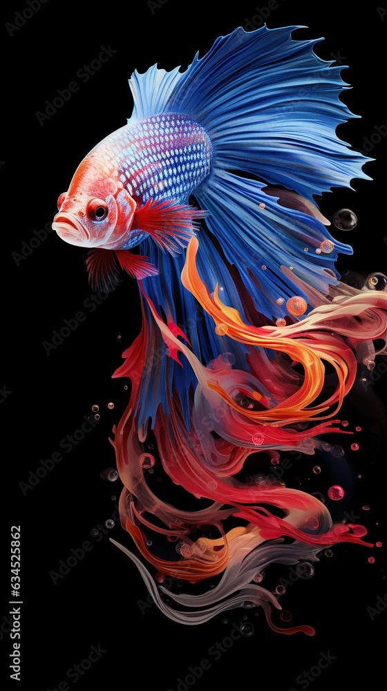 Chinese fighting fish, abstract art, Abstract Watercolor, create a unique and dynamic wallpaper. Generated with AI Chinese fighting fish, abstract art, Abstract Watercolor, create a unique and dynamic wallpaper. Generated with AI
