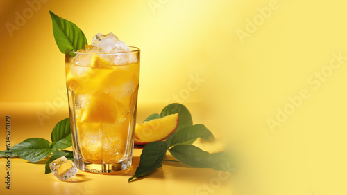 Mango infused water with fresh organic fruits and herbs, non-alcoholic cocktails