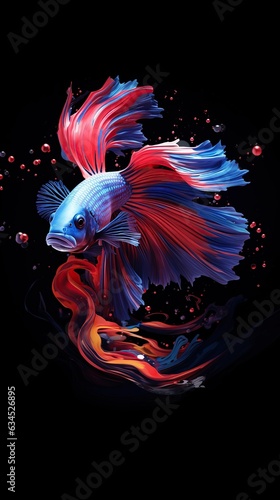 Chinese fighting fish  abstract art  Abstract Watercolor  create a unique and dynamic wallpaper. Generated with AI