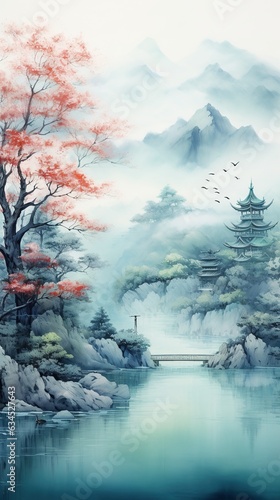vector of Oriental phone wallpaper, Chinese cloud blue illustration vector