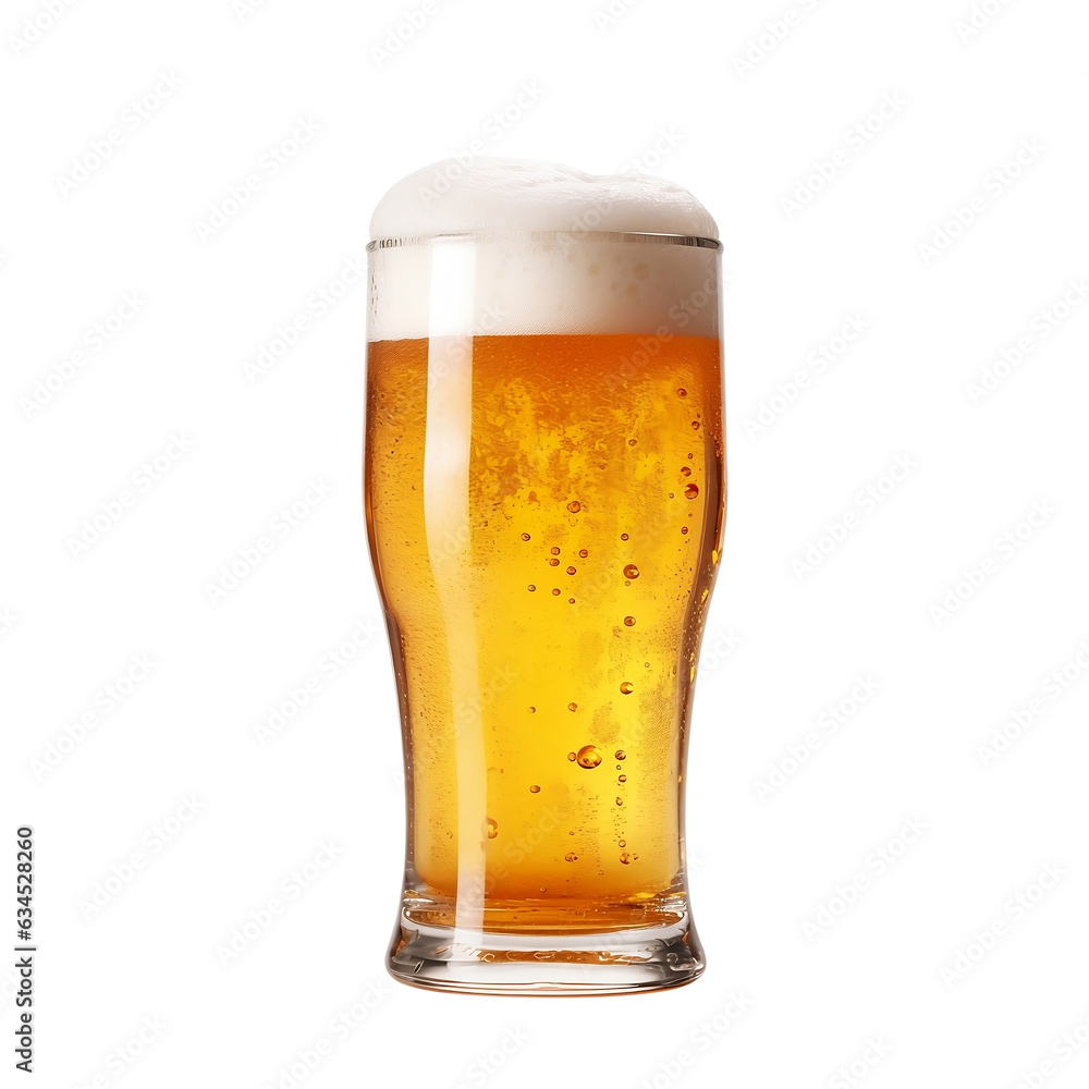 glass of beer isolated on white background, generate ai glass of beer isolated on white background, generate ai