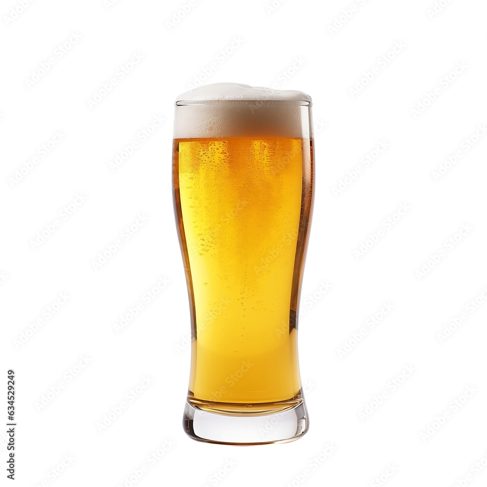glass of beer isolated on white background, generate ai