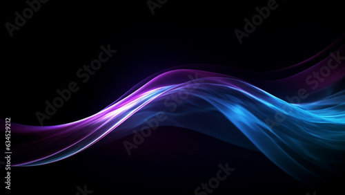 A blue and purple flowing wave on a dark background, modern tech Abstract Background, Generative AI