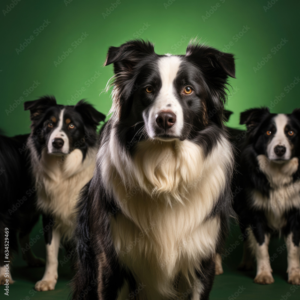A clever Border Collie herds sheep with intelligence and duty. A clever Border Collie herds sheep with intelligence and duty.