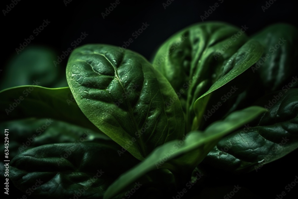 Obraz premium Mesmerizing Macro Textured Spinach Leaves with Exquisite Detail and Lush Green Colors