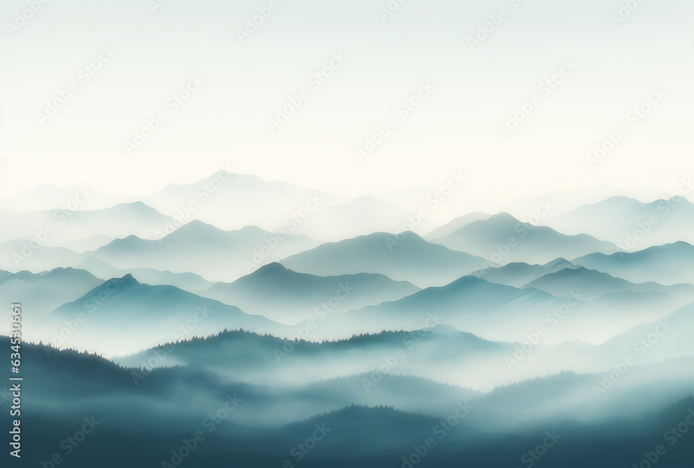  Foggy Mountain Valley Landscape