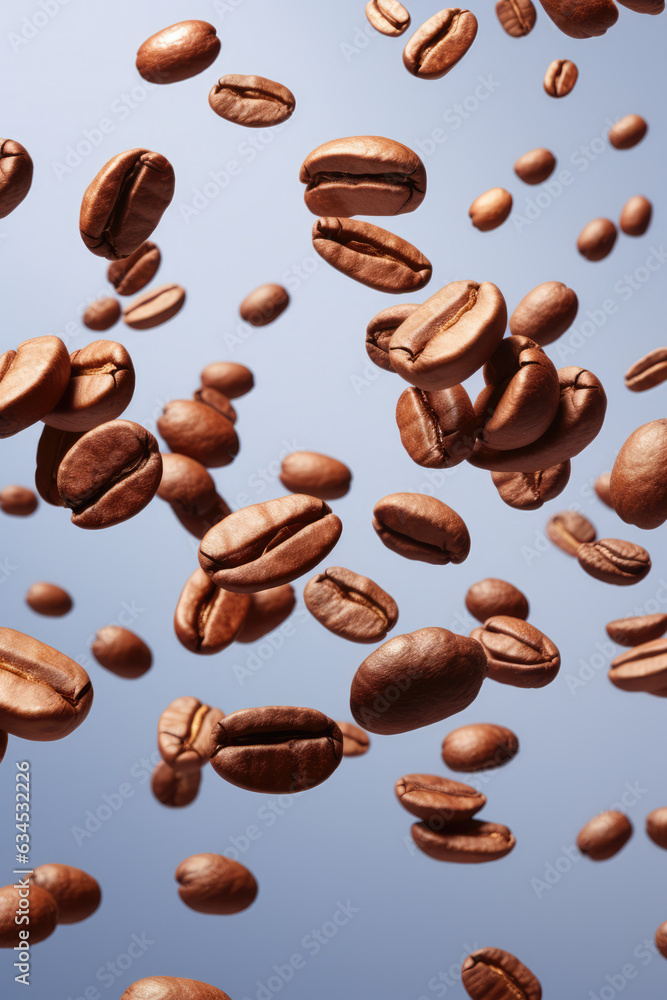 Obraz premium Levitating Coffee Beans Abstract Background