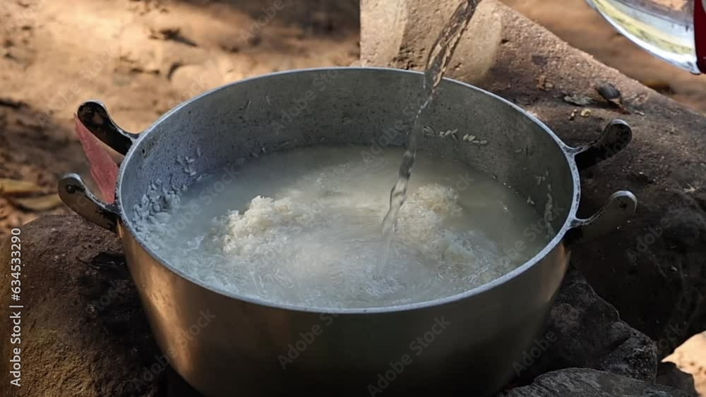 Slow Motion Water to White Rice