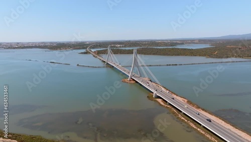 Ponte Nova do Arade suspension bridge crossing rio arade, portimao algarve portugal aerial