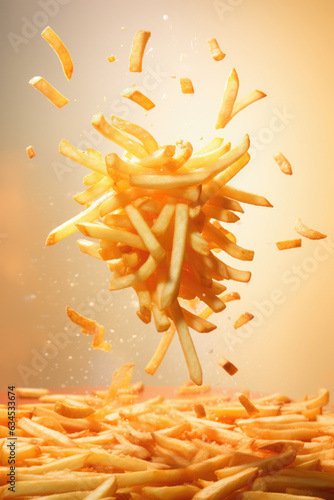 Levitating French Fries Abstract Background