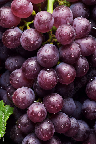 Top down view of grapes with drops of water