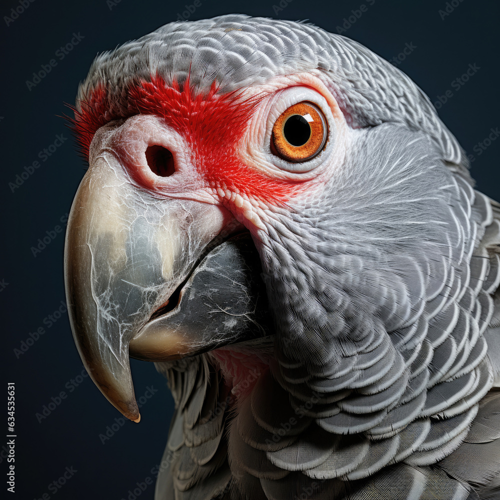 Fototapeta premium A regal parrot with sharp eyes and intelligent expression.
