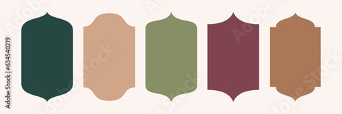 Ramadan frame shape. Collection of oriental style. Islamic vector shapes of a window or door arch. Ramadan Kareem silhouette icon. Islamic arabesque pattern. Arab frame. Vector illustration