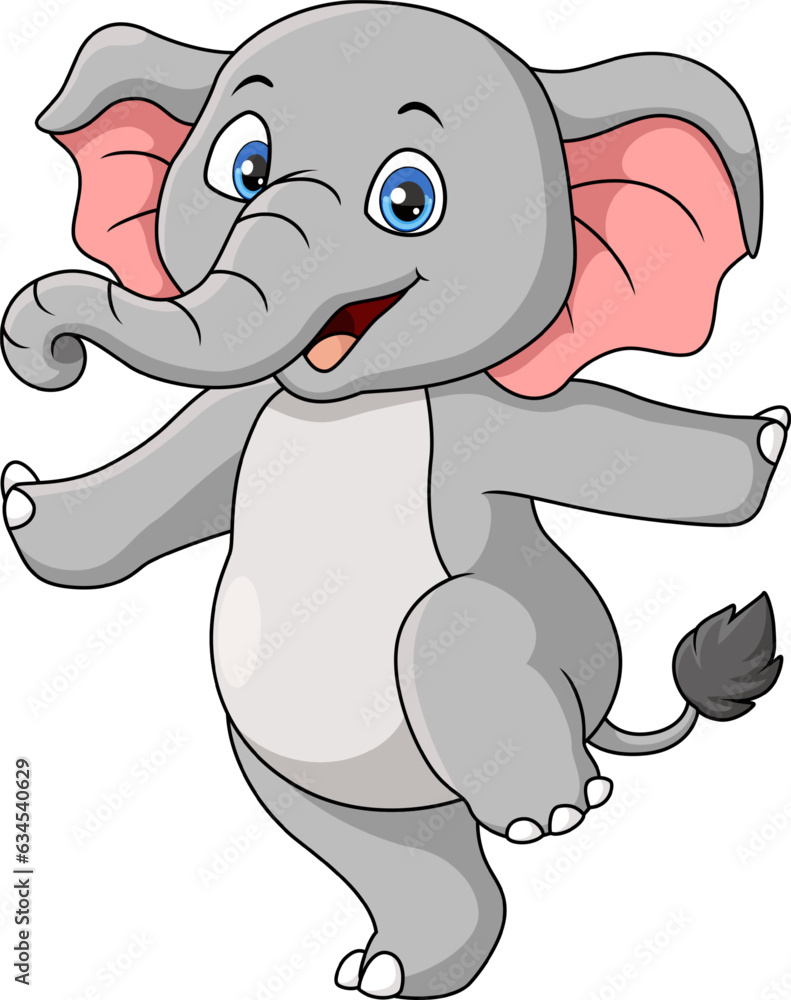 Fototapeta Cute little elephant cartoon dancing