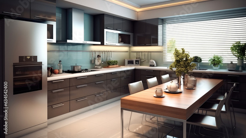 Beautiful Modern Kitchen In New Luxury Home  Modern kitchen interior.