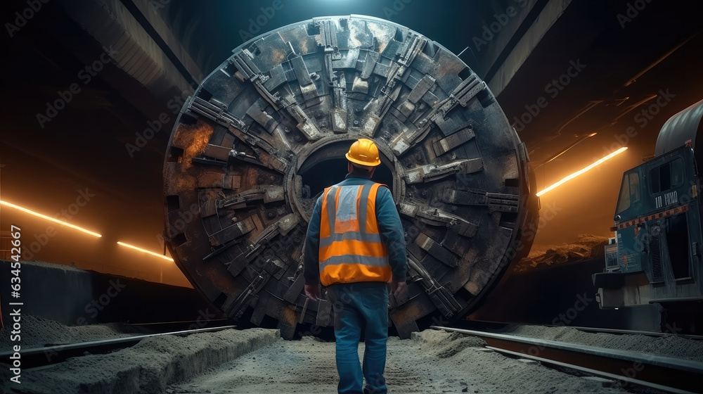 Engineer are control underground construction working shaft with ...