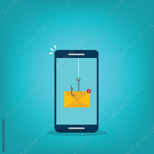 Phishing bait alert concept on a smartphone screen