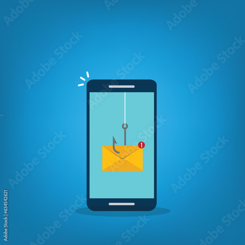 Phishing bait alert concept on a smartphone screen