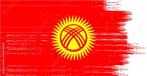 Kyrgyzstan flag with brush paint textured isolated  on png or transparent background