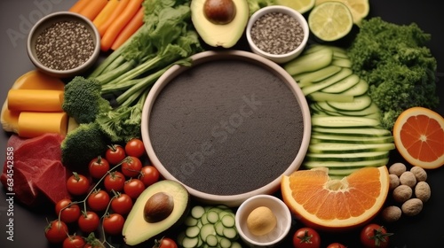 Organic food for healthy nutrition background with superfoods, Vegetarian nutrition concept.
