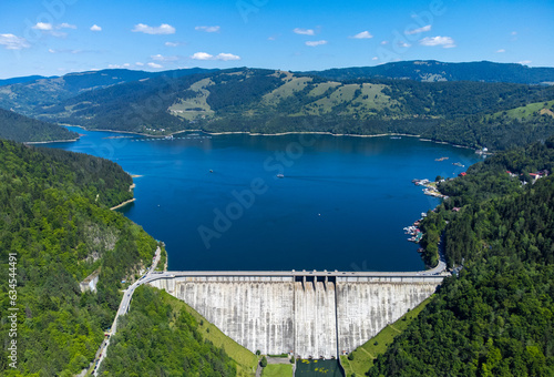 Landscape with the Bicaz reservoir dam in Romania