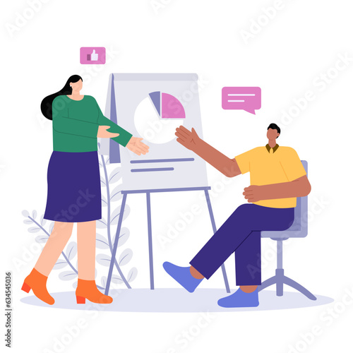 Business Team Discussing About Marketing Illustration