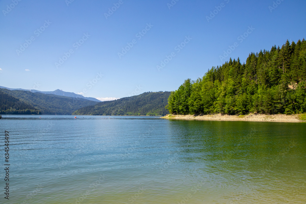 Landscape with lake Bicaz Izvorul Muntelui from Romania