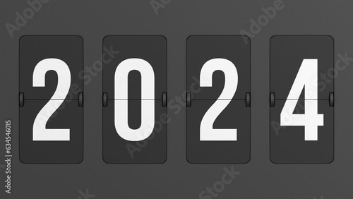 Flip black scoreboard 2024. 3D render