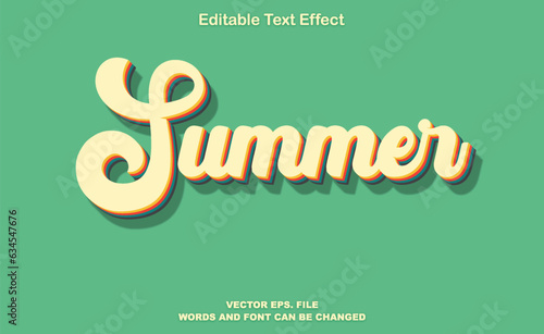A green background with the word summer in orange and yellow, Summer text effect, summer 3d editable text effect, colourful summer text effect