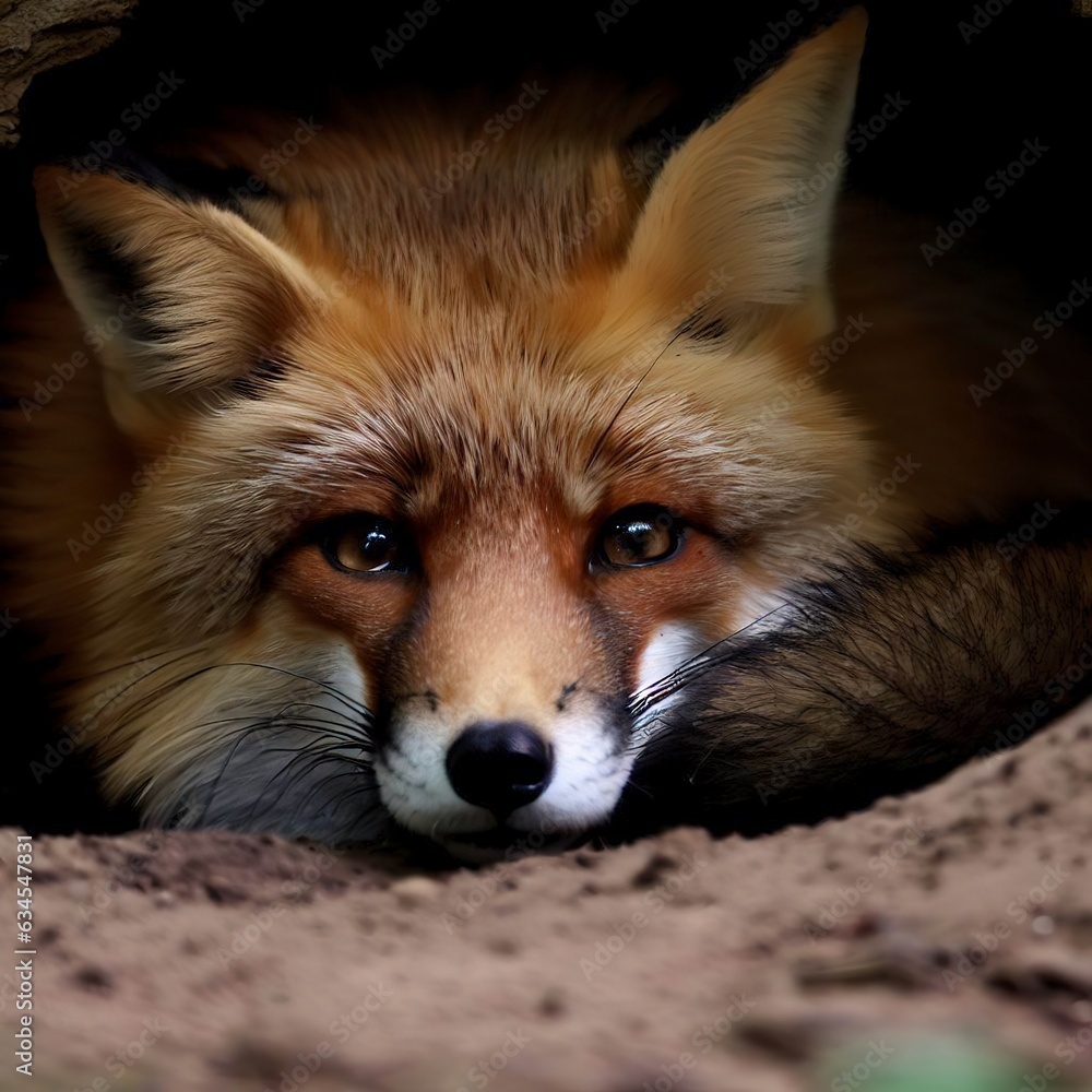Fox laying from Den