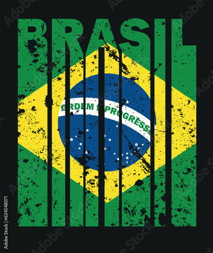 Slogan Brazil on Portuguese. Print for t shirt. Vector illustration.