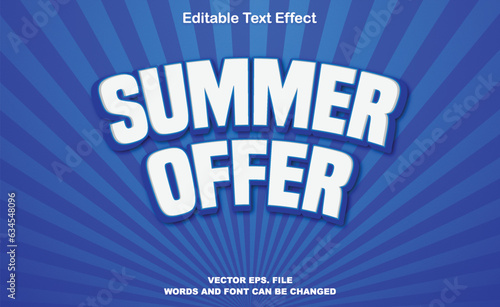 A blue poster that says summer offer on it, summer offer 3d text effect, summer offer text effect, summer sale 3d text effect, summer offer 3d editable text effect