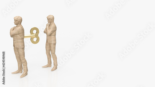 Obraz na plátně The man with wind up for business on white background concept 3d rendering