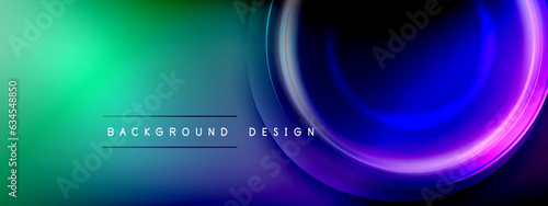 Circles lines and bubbles on bright glowing effect gradient with light and shadow effects. Dynamic interplay of light, shadow and depth. Futuristic and rhythmic technology design