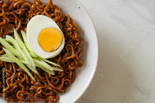 Korean Instant Noodle with Black Bean Sauce (Jajangmyeon or JJajangmyeon) photo