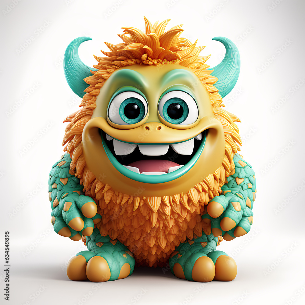 cartoon monster in 3D style isolated on plain background