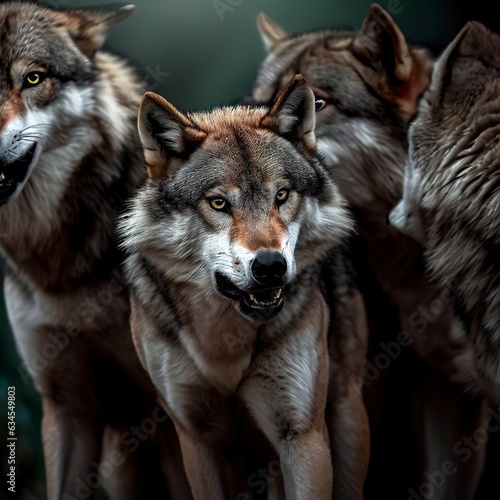 Wolf pack in natural environment