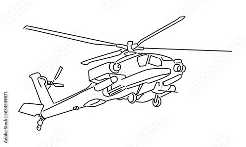 line art of helicopter vector illustration