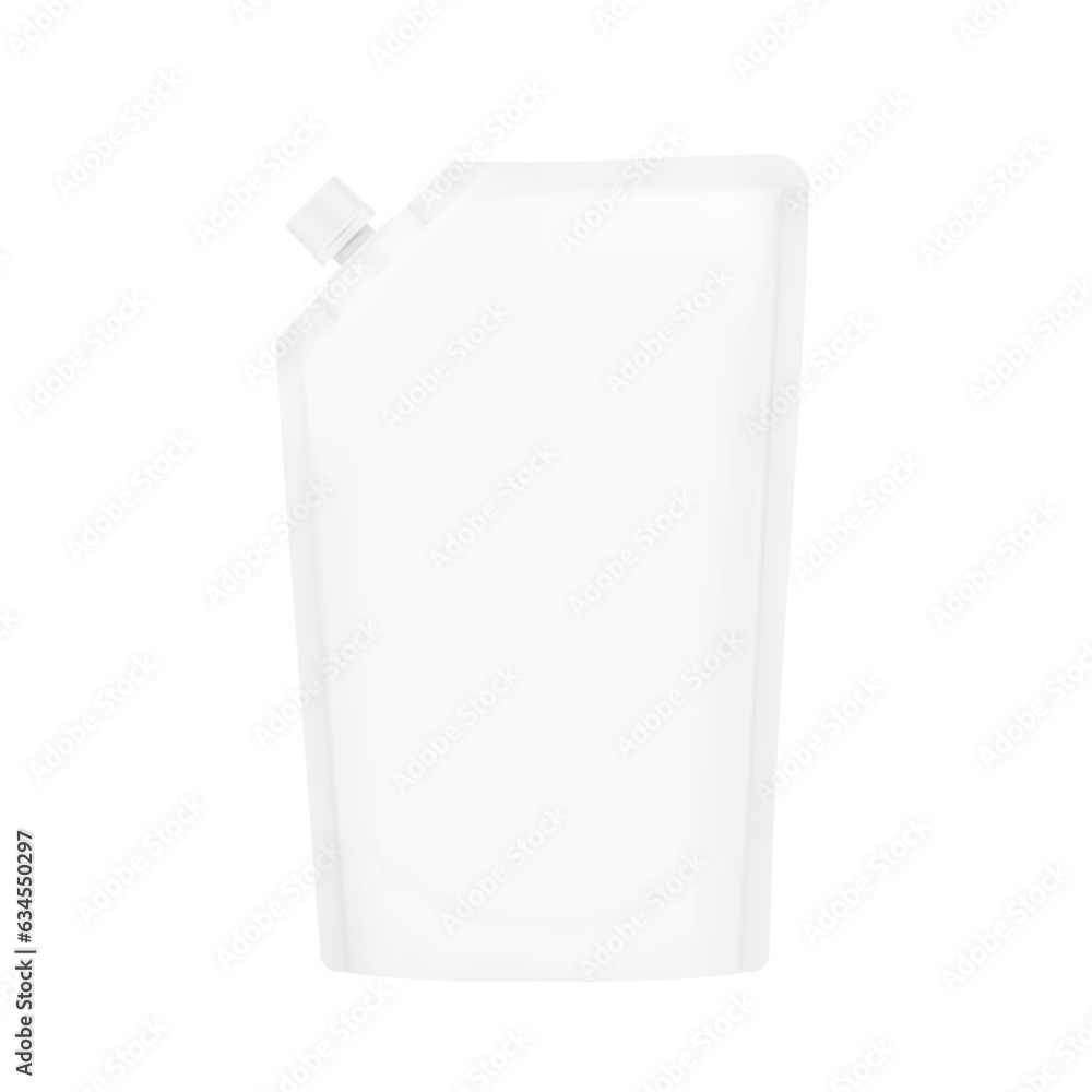 Pouch up bag mockup with corner spout. Vector illustration. Front view. Can be use for template your design, presentation, promo, ad. EPS10.	