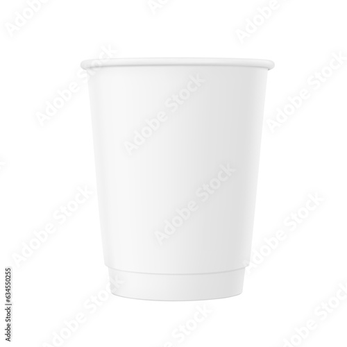 Realistic blank paper cup with double side wall mockup. Coffee to go, take out mug. Vector illustration isolated on white background. EPS10.	