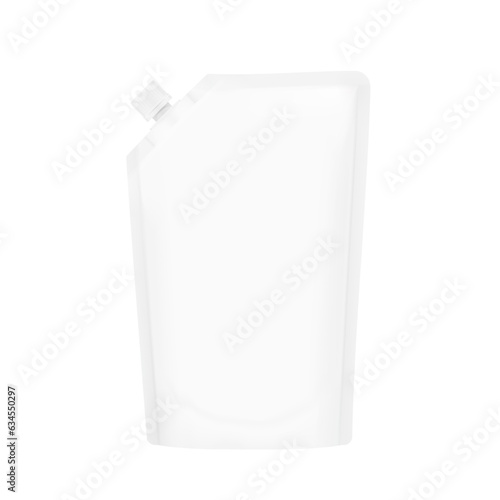 Pouch up bag mockup with corner spout. Vector illustration. Front view. Can be use for template your design, presentation, promo, ad. EPS10.	
