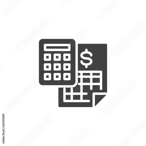 Calculator and bank document vector icon