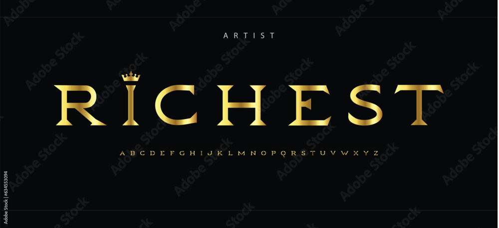 Kingly Letters Richest, Royal alphabet. Serif vintage stunning font, minimalist type ...