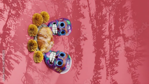 Day of the Dead Pan de Muerto vertical video animation  photo